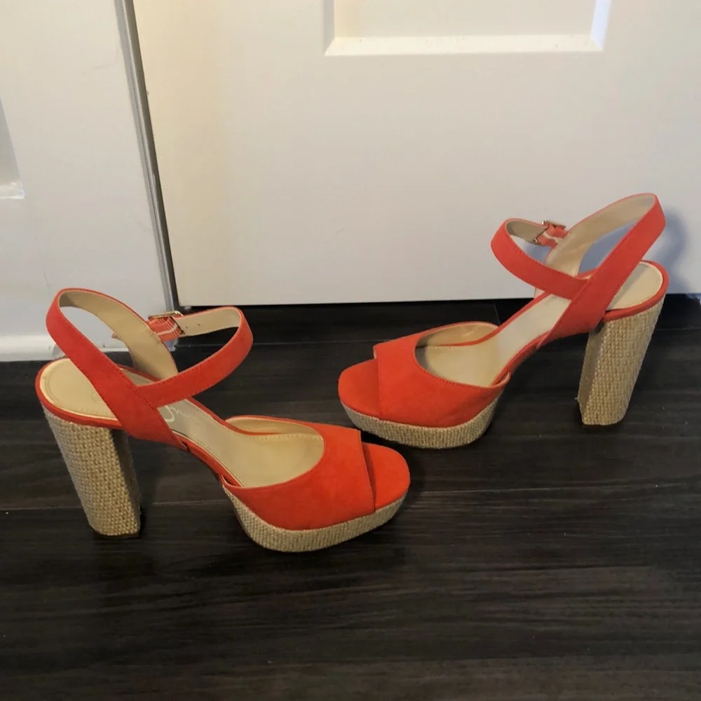NBW Jessica Simpson Priella Tangerine and Natural Platform Sandal - Picture 3 of 11